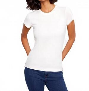 NEW CHARLIE B tencel rib crew neck t-shirt in white